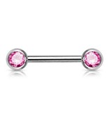Nippelpiercing mit 2 pinken Kugeln