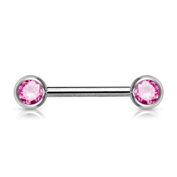 Nippelpiercing mit 2 pinken Kugeln