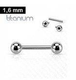 1,6 mm Titan Piercingstab mit zwei Kugeln