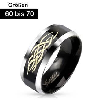 🦚 Edelstahl Ring schwarz 60-70 mm