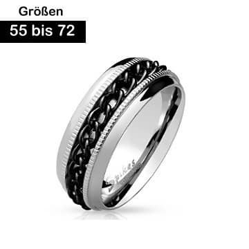 Edelstahl Ring mit Kette