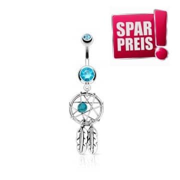 Bauchnabelpiercing Traumfänger türkis