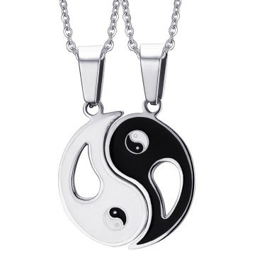 Edelstahl Partnerkette Yin Yang