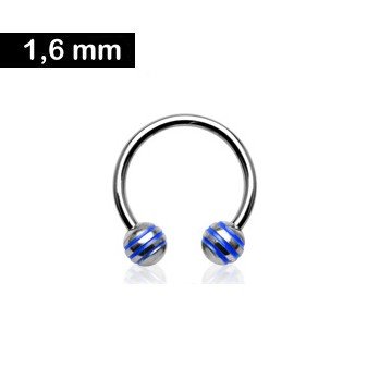 1,6 mm Hufeisenring - Blau gestreift