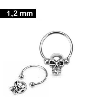 Piercingring mit coolen Totenkopf