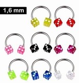 Würfel Piercing neonfärbig 1,6 mm