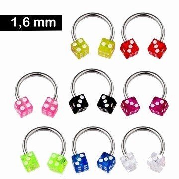 Würfel Piercing neonfärbig