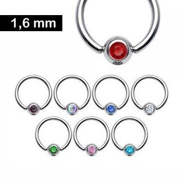 Piercing Ring mit Glitzerstein