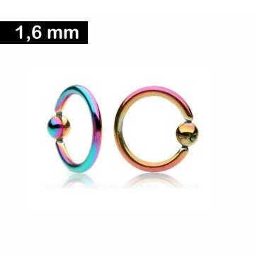 1,6 mm Piercingring - regenbogenfarben