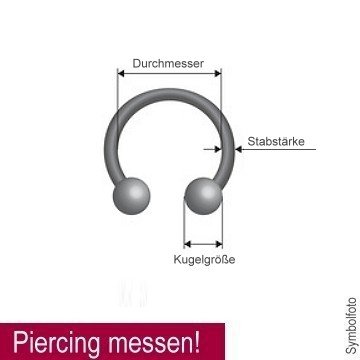 1,2 mm Piercingring mit Kunststoffkugeln