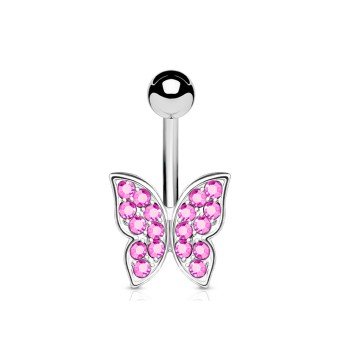 Pinkes Bauchnabelpiercing Schmetterling