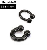 Acryl Hufeisenring Schwarz – Kunststoff - 2,5 bis 6 mm