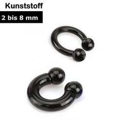Acryl Hufeisenring Schwarz – Kunststoff | 2,5 bis 6 mm | Schraubkugeln