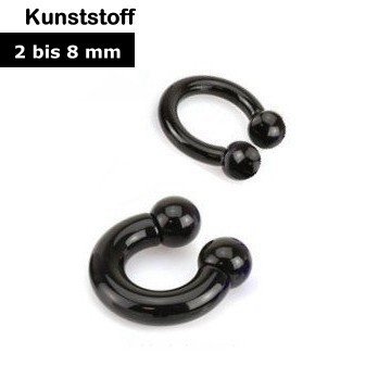 Acryl Hufeisenring schwarz | 2.5 bis 8 mm - Piercing-Trend.com