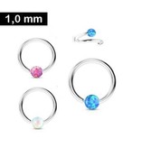 1mm Piercing Ring mit Synthetic Opal