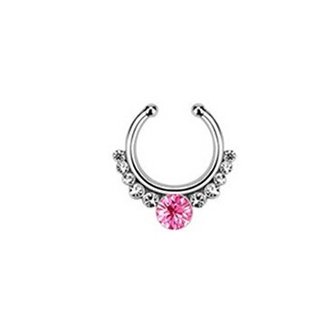 Fake Piercing Septum mit pinken Stein