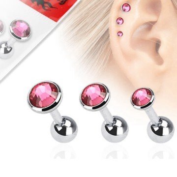 3er Set Flat Piercing Chirurgenstahl pink