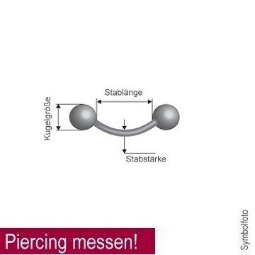 1,2 mm Piercing Banane mit grünen Stein