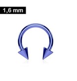 1,6 mm Hufeisenring Blau mit 2 Spitzen