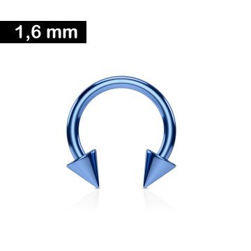 1,6 mm Hufeisenring Hellblau mit 2 Kegeln