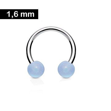 1,6 mm Piercingring mit blauen 2 Kugeln