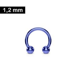 1,2 mm blauer Hufeisenring mit zwei Kugeln