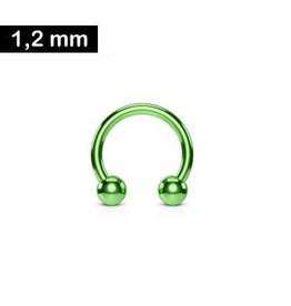 1,2 mm grüner Hufeisenring mit zwei Kugeln