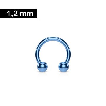 1,2 mm hellblauer Piercingring eloxiert mit 2 Kugeln