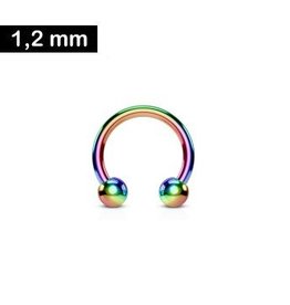 1,2 mm Piercingring mit zwei Kugeln