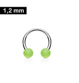 1,2 mm Piercingring mit gelben 2 Kugeln