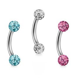 Augenbrauenpiercing mit Epoxy-Kugeln – Chirurgenstahl 316L | 6–12 mm | Türkis, Pink & Kristall