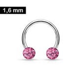 1,6 mm Piercing Ring mit  pinken Epoxy Kugeln