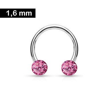 1,6 mm Piercing Ring mit  pinken Epoxy Kugeln