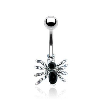 Bauchnabelpiercing schwarze Spinne