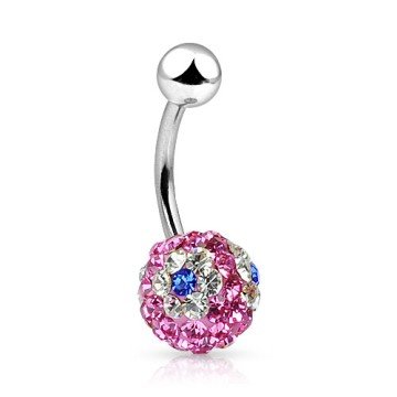 Bauchnabelpiercing Blume Glitzerstein