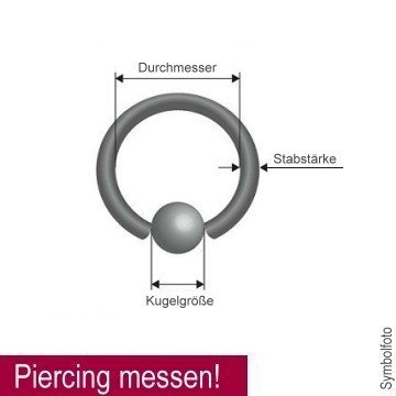 Schwarzer Piercingring mit kristall Stein