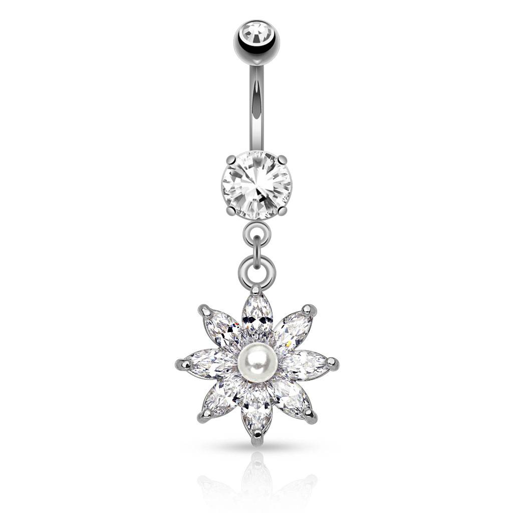 Bauchnabelpiercing Blume mit Perle