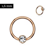 1,6 mm Piercingring rosegold mit Zirkoniastein