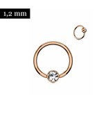 Piercingring rosegold mit kristall Stein - 1,2 x 8 mm