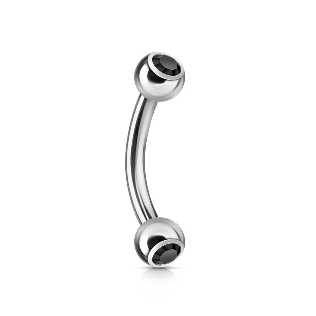 1,2 mm Piercing Banane mit schwarzen Stein