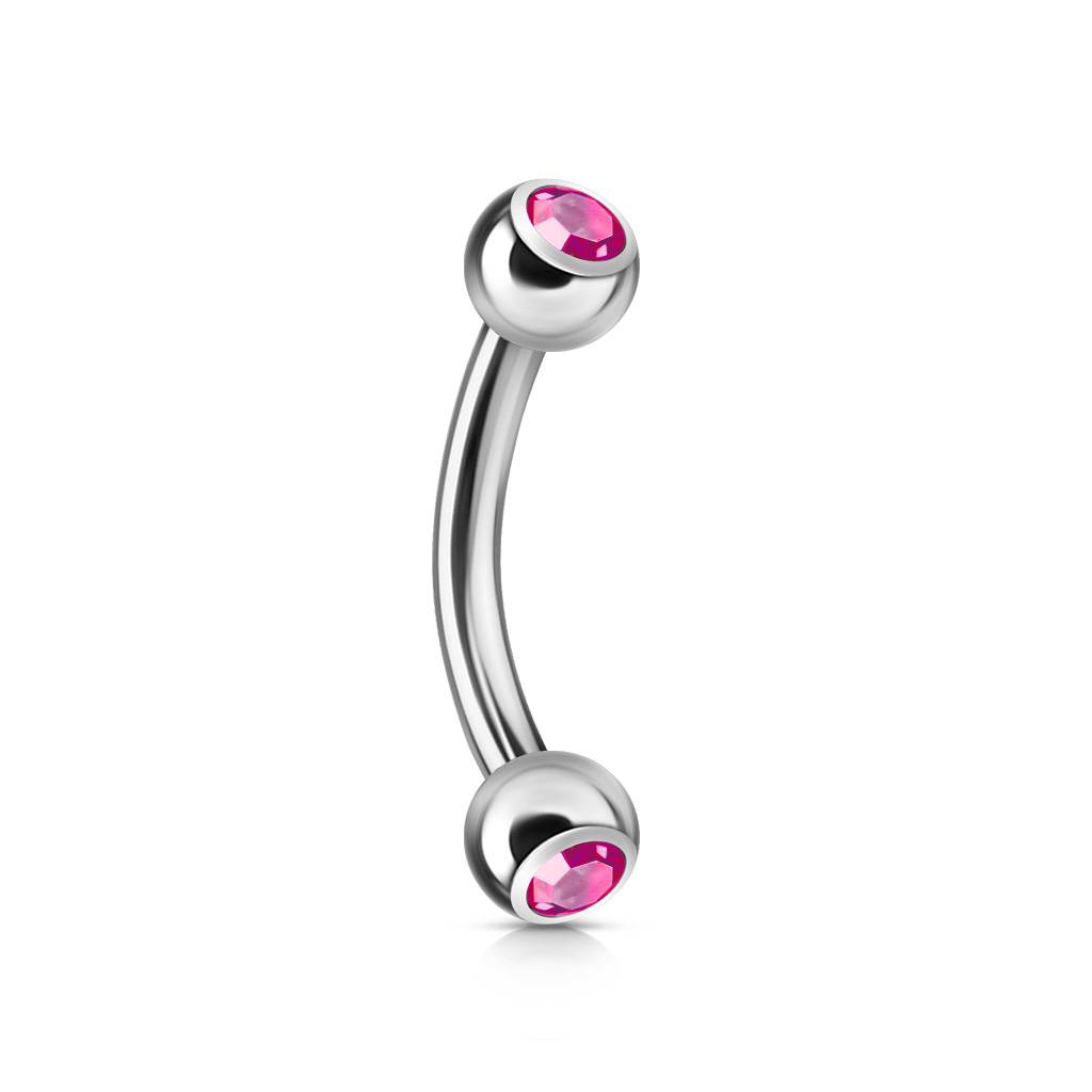 1,2 mm Piercing Banane mit pinken Stein