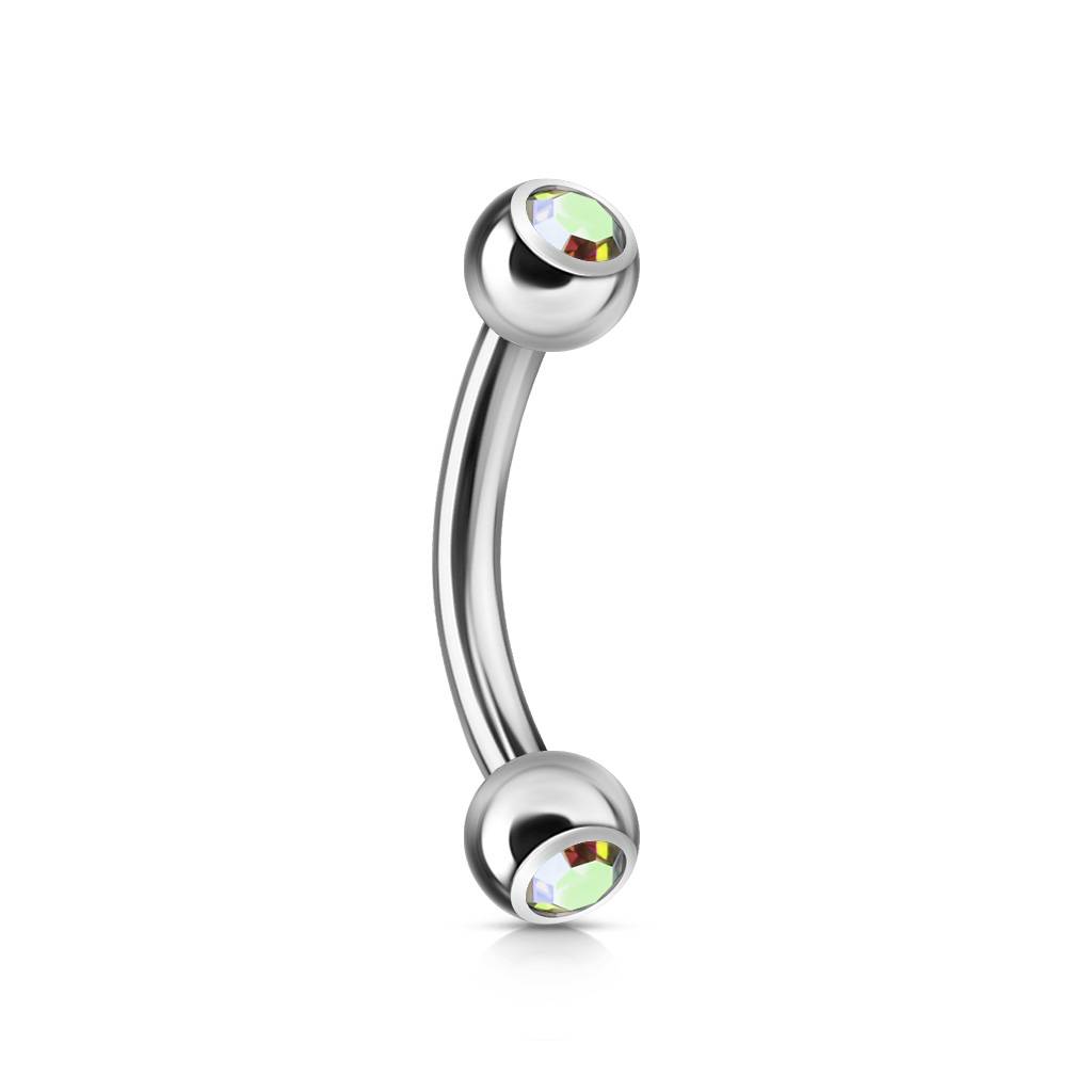 1,2 mm Piercing Banane mit Buntkristall Kugeln