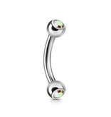 1,2 mm Piercing Banane mit Buntkristall Kugeln