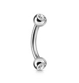 1,2 mm Piercing Banane mit kristall Stein