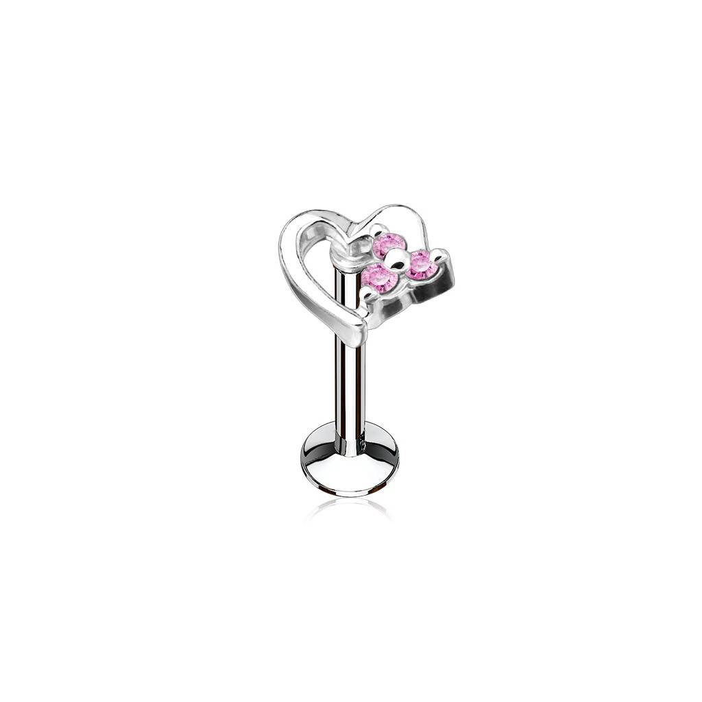 6 mm Tragus Schmuck mit Herz Pink