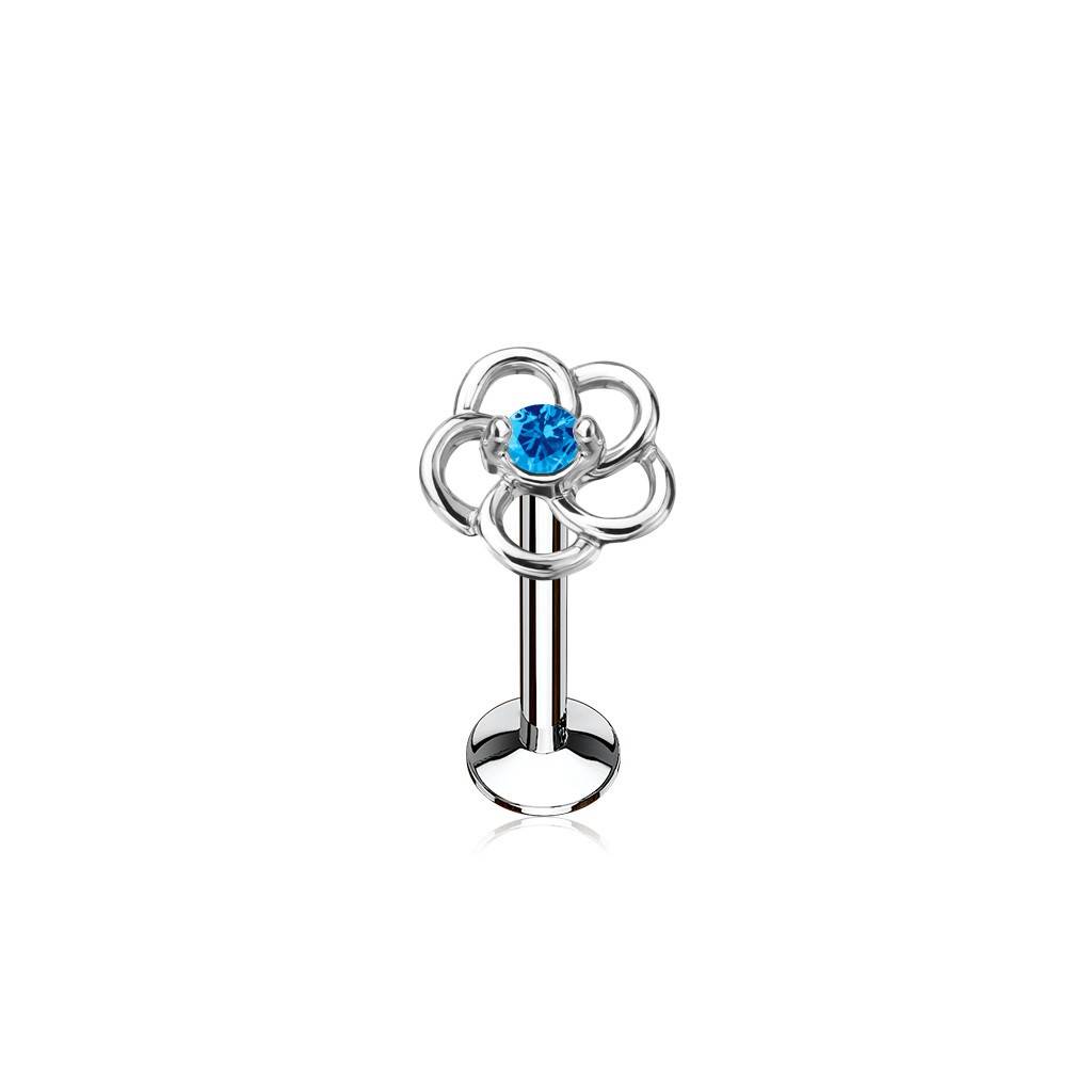 Tragus  Piercing Blume Blau