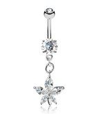 Bauchnabelpiercing kristall Blume