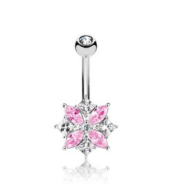 Bauchnabelpiercing Blume Pink