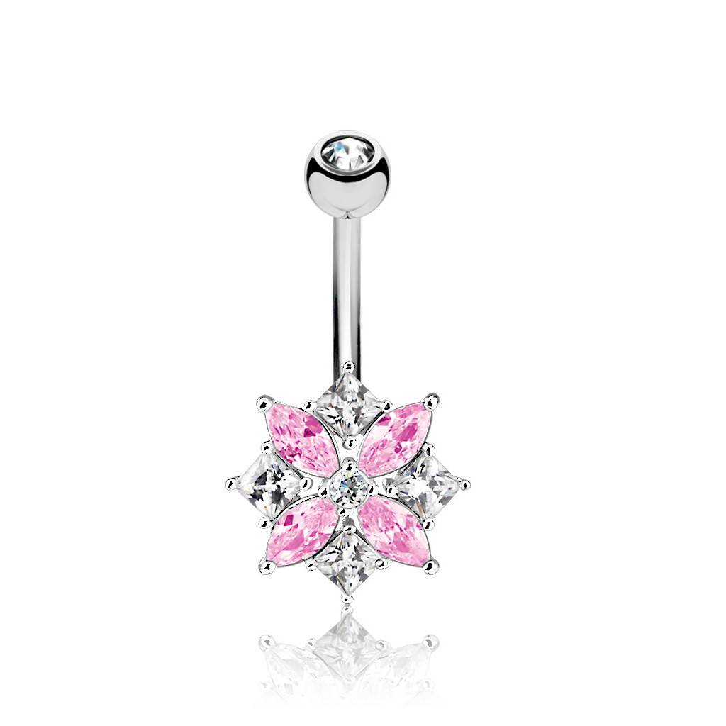 Bauchnabelpiercing Blume Pink
