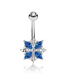 Bauchnabelpiercing Blume Blau